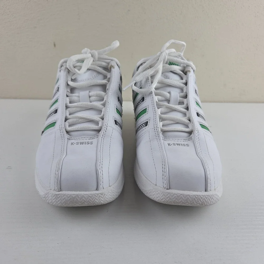 K Swiss Vintage Stripe Shifter White/Green Zig Zag Customizable Stripes Womens 7